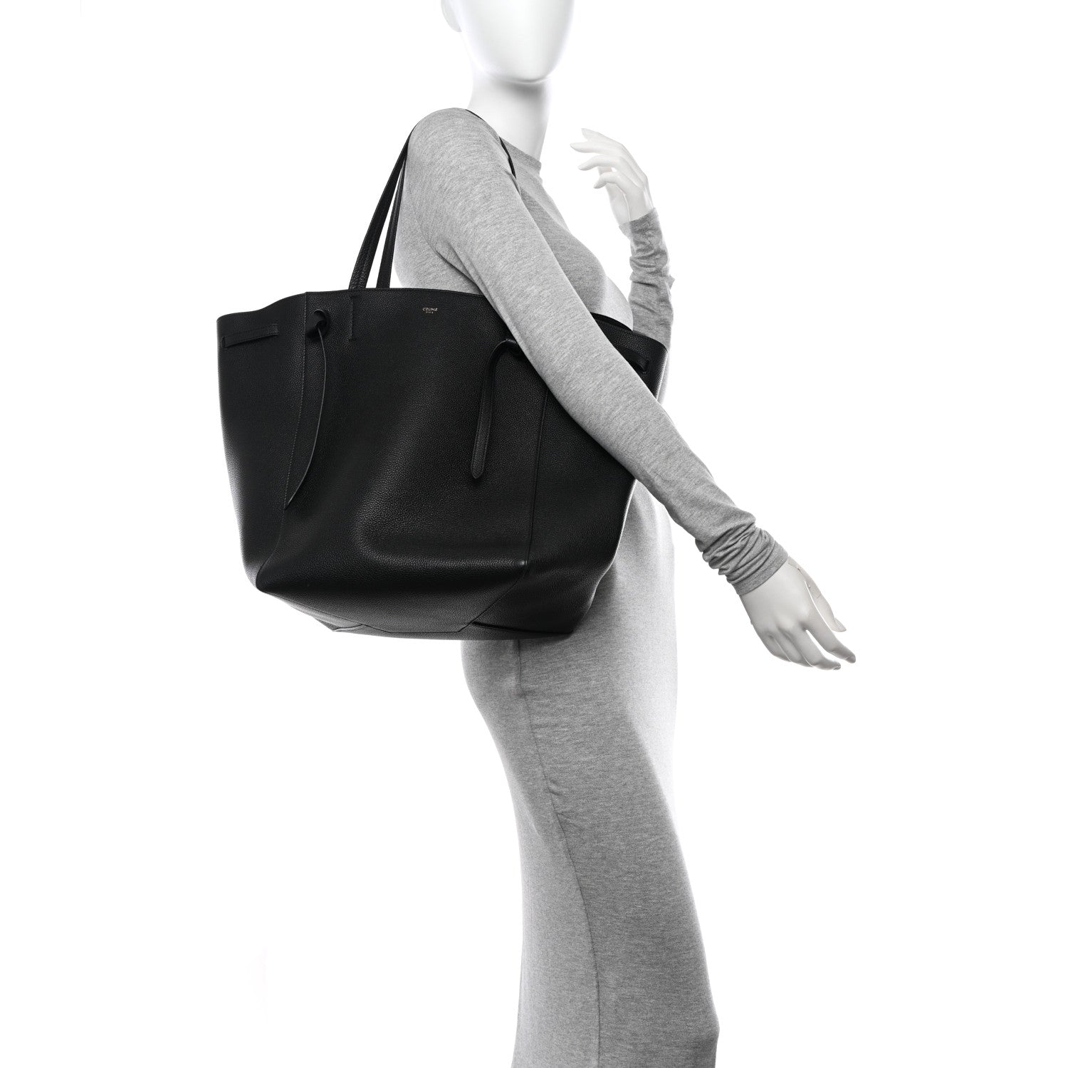 Celine Soft Grained Calfskin Medium Belt Cabas Phantom Black 2 of 11