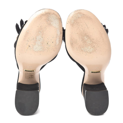 Gucci Kid Scamosciato GG Marmont Fringe 75mm Slide Sandals 36.5 Black 5 of 11