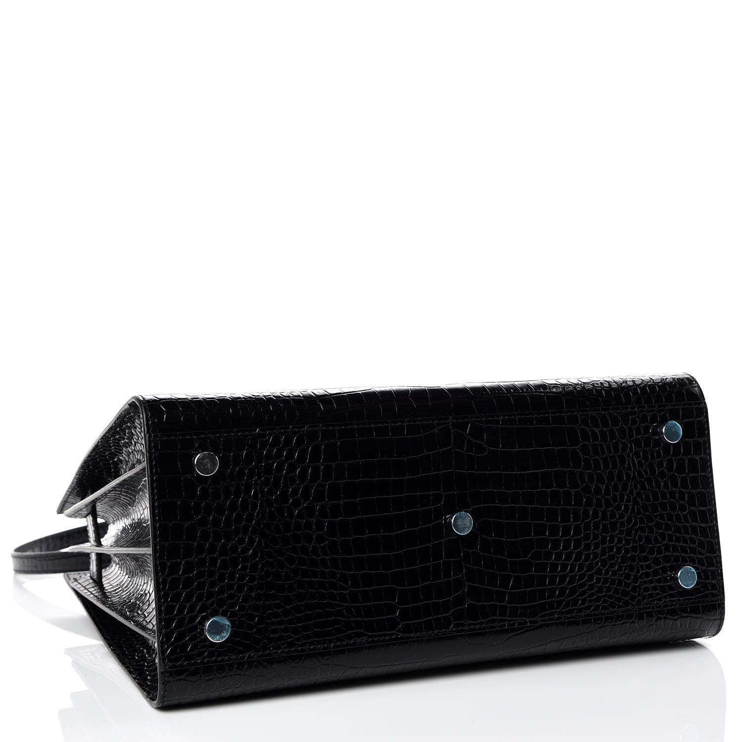 Saint Laurent Calfskin Crocodile Embossed Small Sac de Jour Black 5 of 11