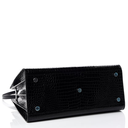 Saint Laurent Calfskin Crocodile Embossed Small Sac de Jour Black 5 of 11