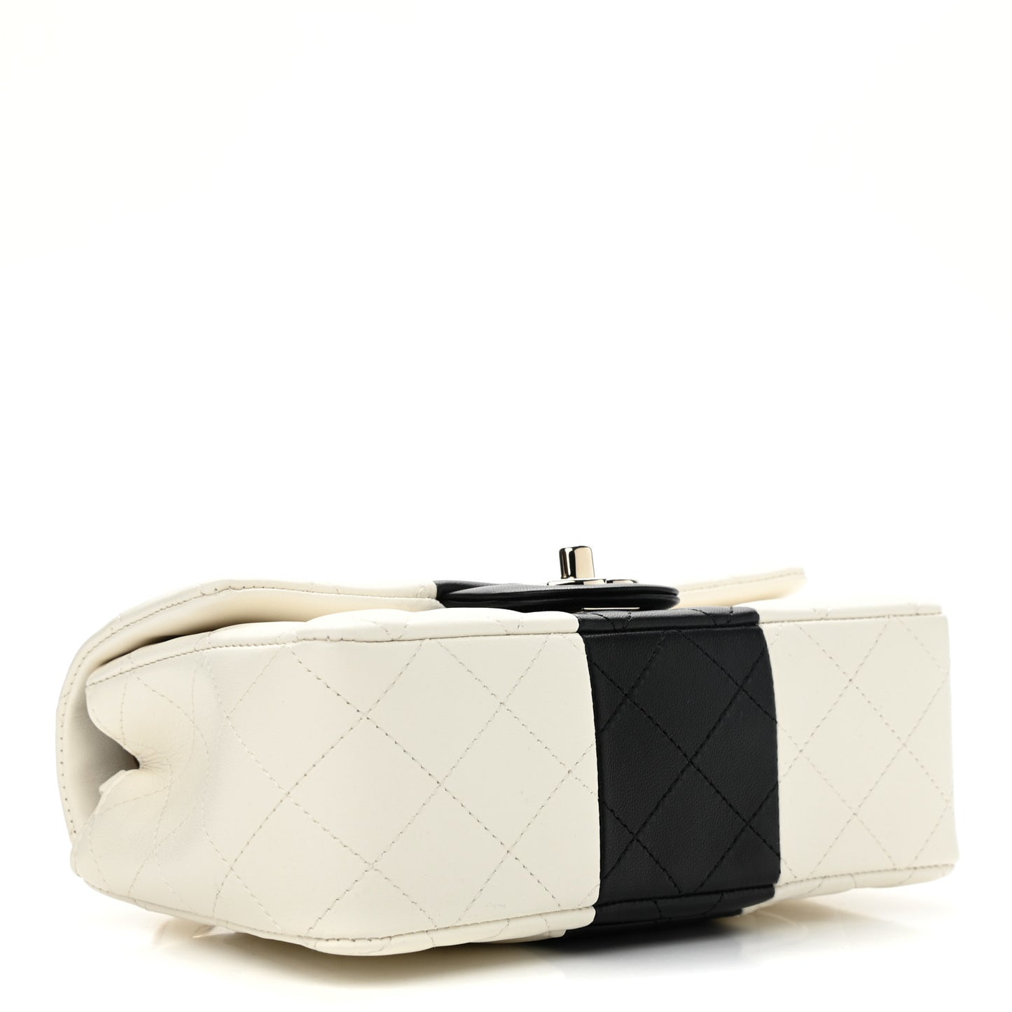 Lambskin Quilted Mini Rectangular Flap White Black