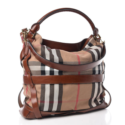 Burberry House Check Bridle Calfskin Medium Gosford Hobo Dark Tan 4 of 20