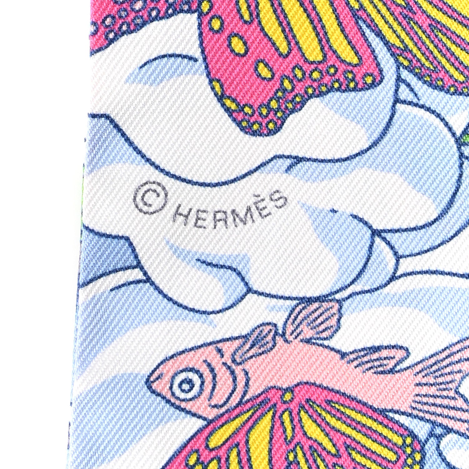 Hermes Silk Sur Mon Nuage Twilly Fuchsia Bleu Multicolor 3 of 4