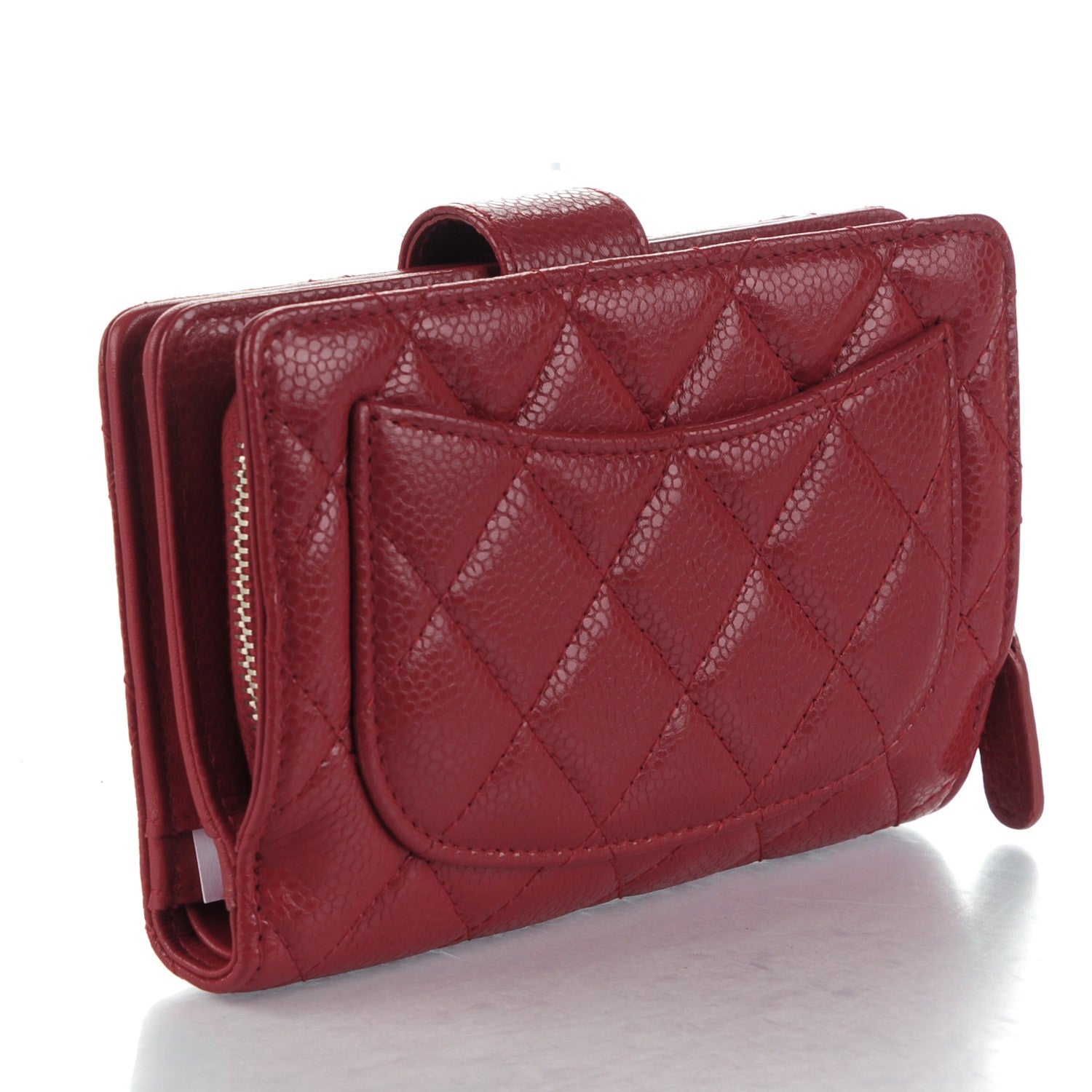 Chanel Caviar Quilted Zipped Pocket Wallet Red 3 of 8