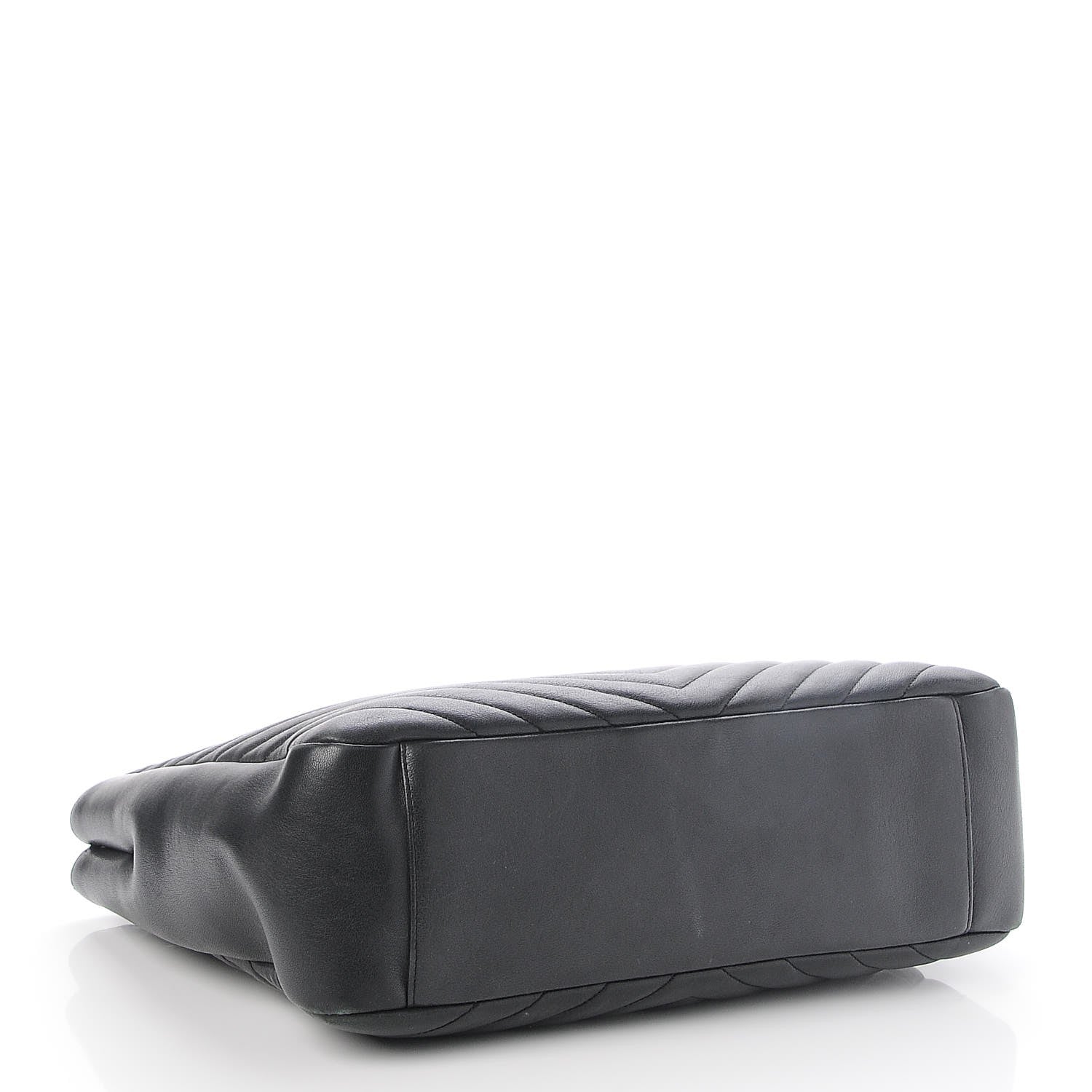 Saint Laurent Sheepskin Matelasse Chevron Large Monogram Shopping Bag Black 5 of 8