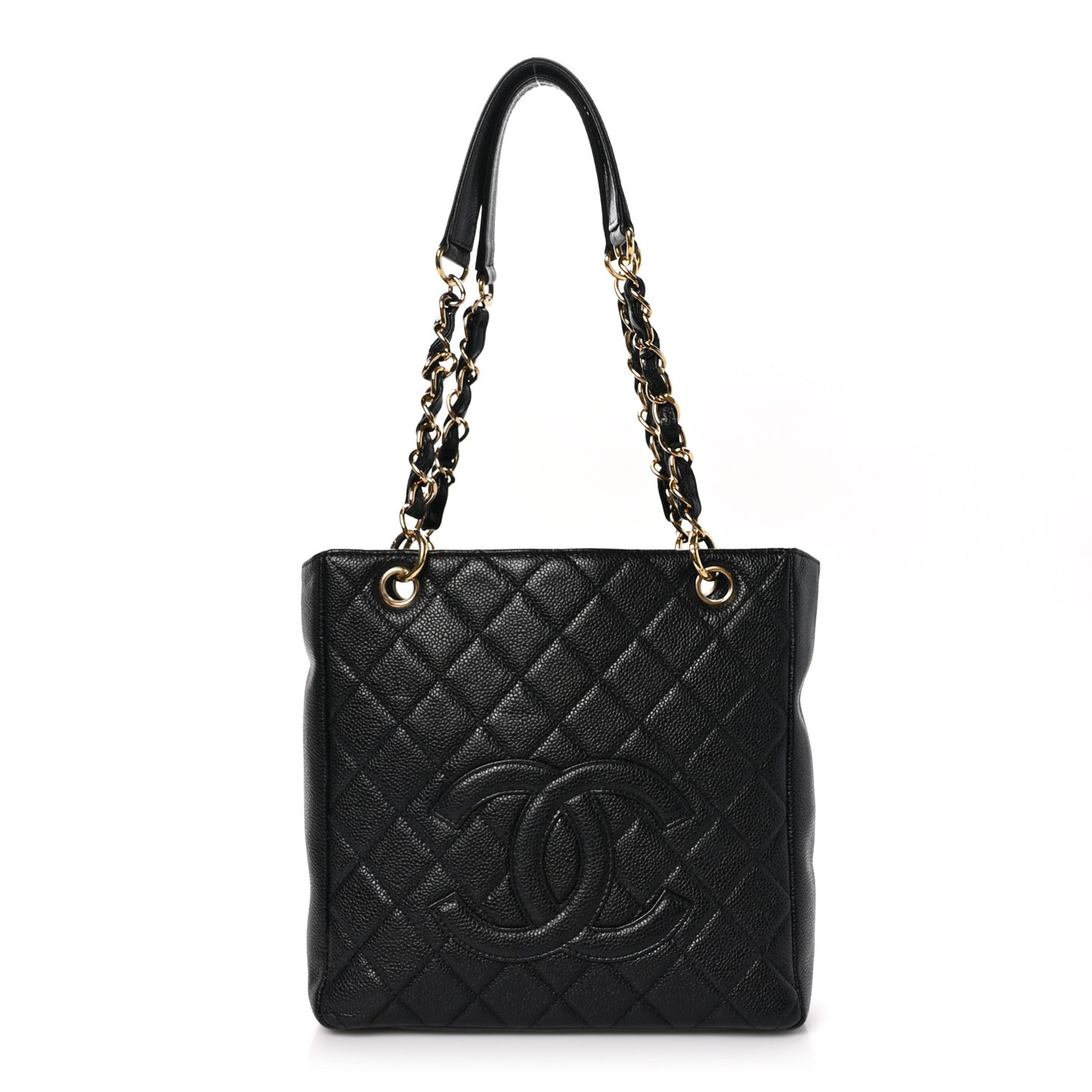 Caviar Quilted Petit Shopping Tote PST Black