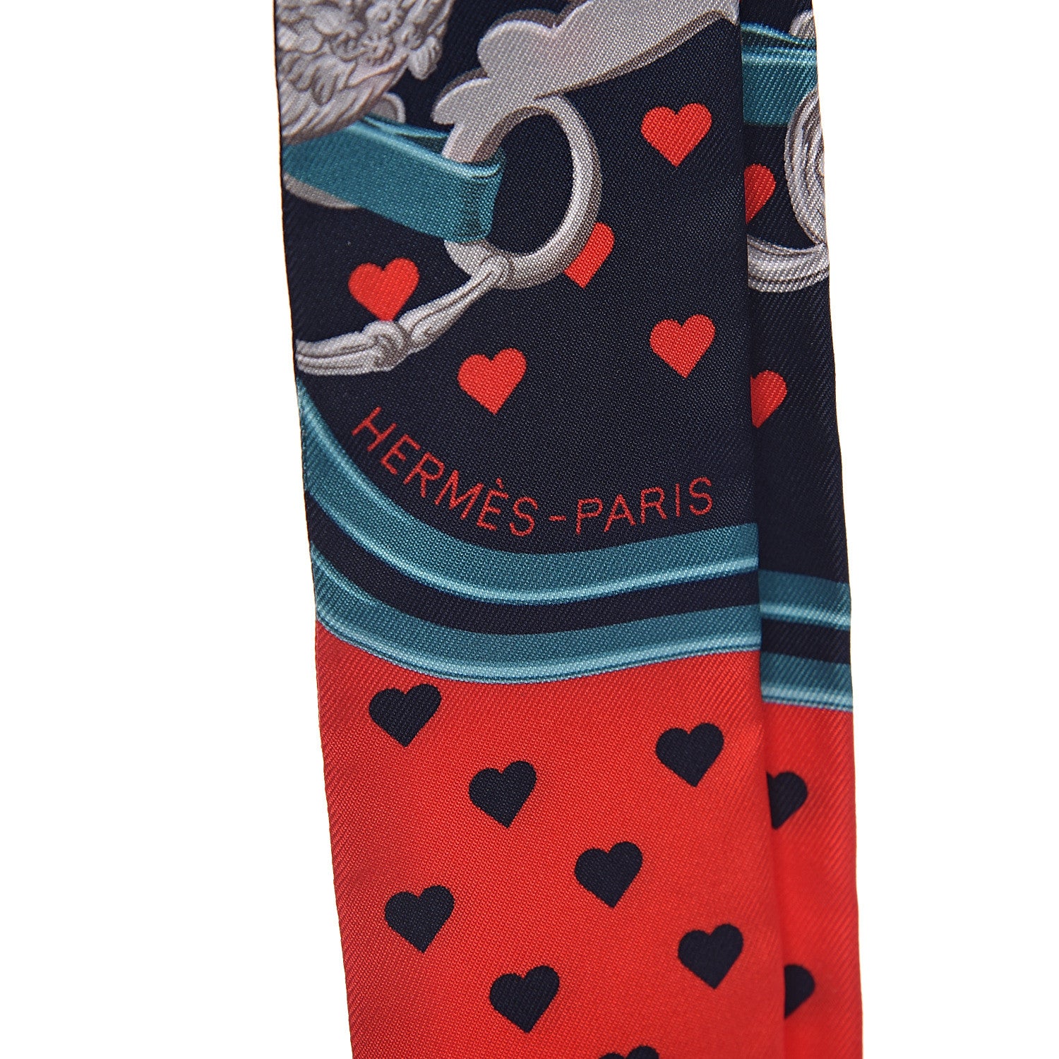 Hermes Silk Brides de Gala Love Twilly Caban Canard Rouge 5 of 5