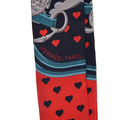 Hermes Silk Brides de Gala Love Twilly Caban Canard Rouge 5 of 5