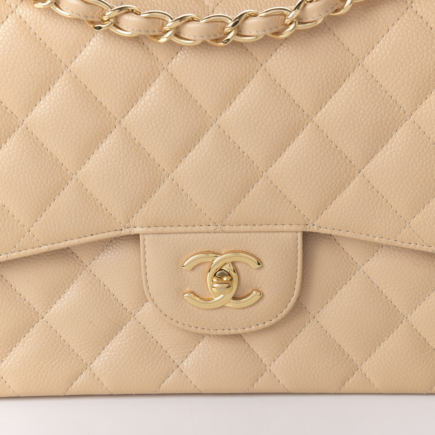 Chanel Caviar Quilted Jumbo Double Flap Beige Clair 10 of 11