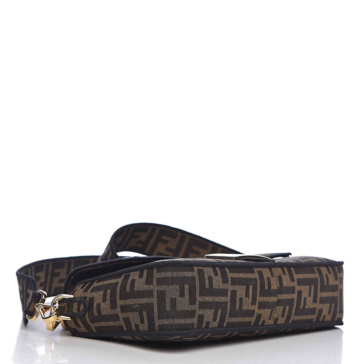 Fendi Fabric Jacquard FF 1974 Medium Baguette Tobacco Moro Black 4 of 10