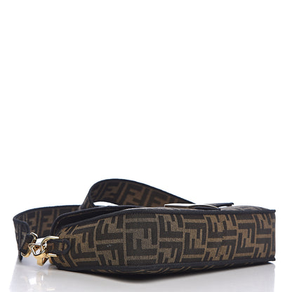 Fendi Fabric Jacquard FF 1974 Medium Baguette Tobacco Moro Black 4 of 10