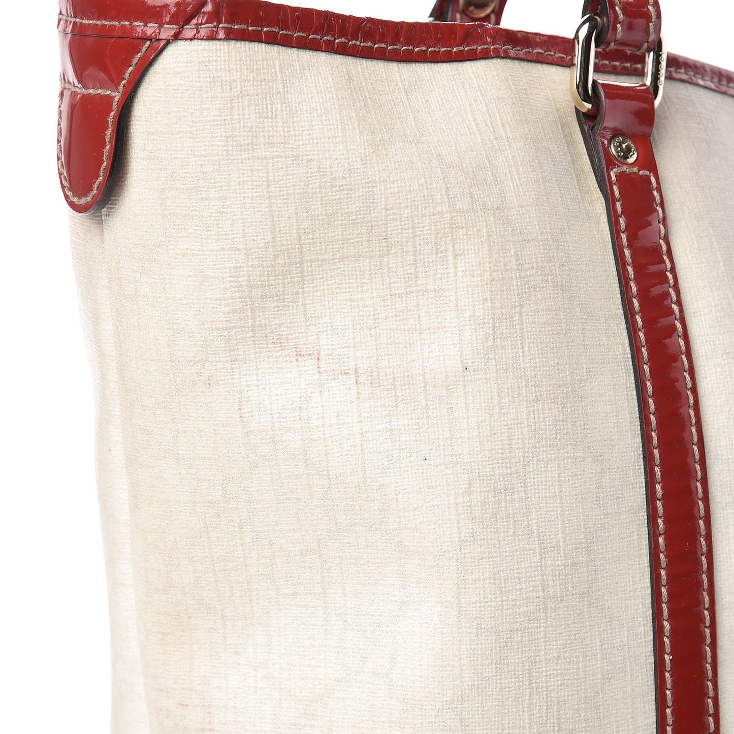 GG Plus Monogram Tattoo Heart Medium Joy Tote Off White Red