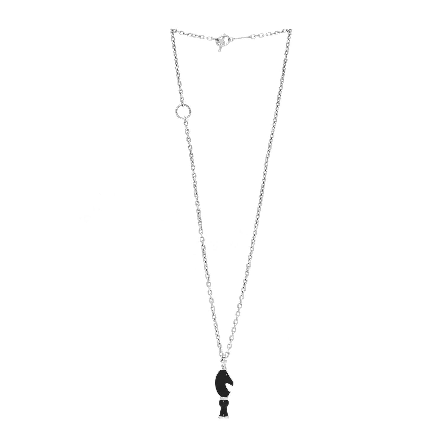 Lacquered Palladium Cavalier Necklace Black