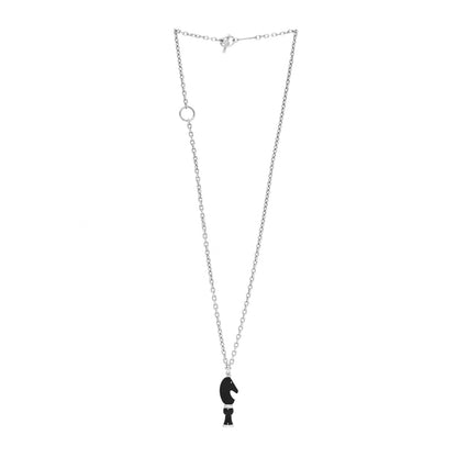 Hermes Lacquered Palladium Cavalier Necklace Black 3 of 6