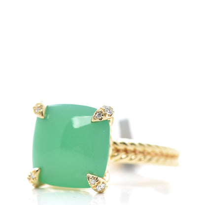 David Yurman 18K Yellow Gold Diamond Chrysoprase 11mm Chatelaine Ring 54 7 3 of 5