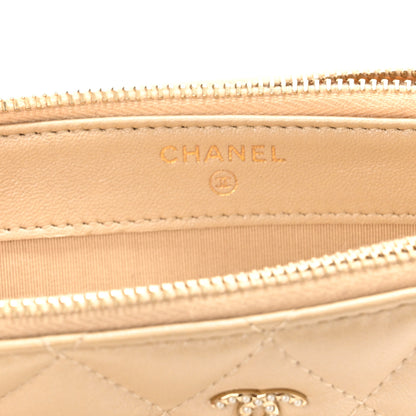 Chanel Iridescent Lambskin Quilted Pearl Clutch With Chain Beige 8 of 14