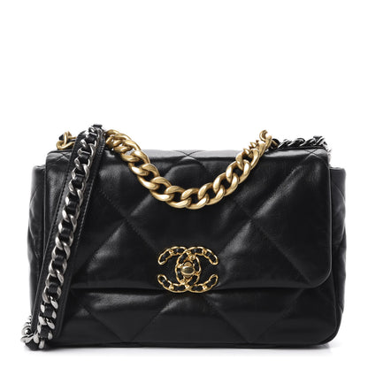 Chanel Goatskin Quilted Medium 19 Flap Black 1 of 11