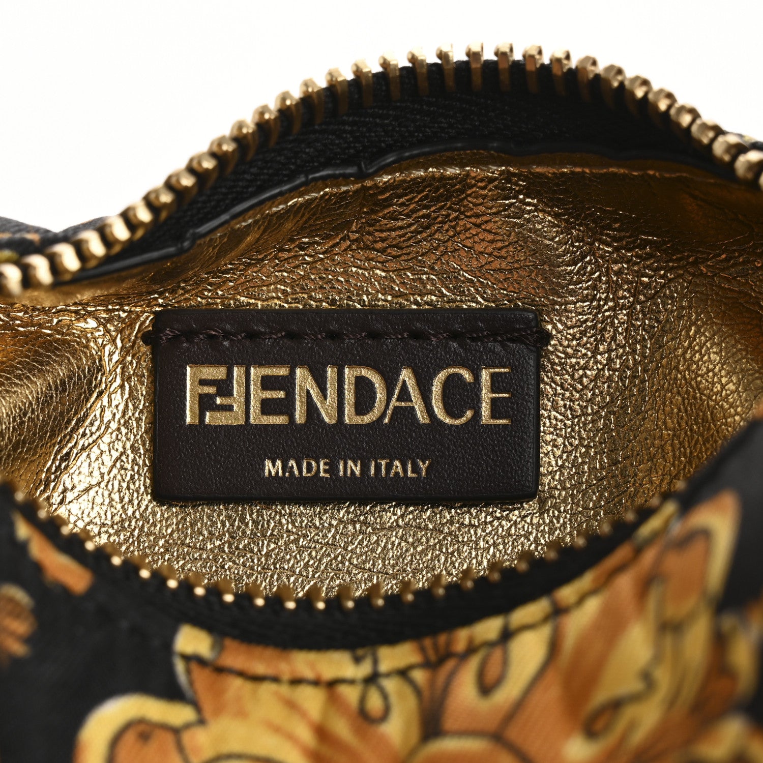 Fendi X VERSACE Silk Fendace Baroque Nano Fendigraphy Hobo Charm Black Gold 6 of 13