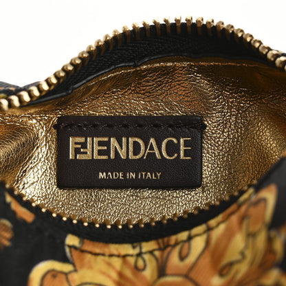 Fendi X VERSACE Silk Fendace Baroque Nano Fendigraphy Hobo Charm Black Gold 6 of 13