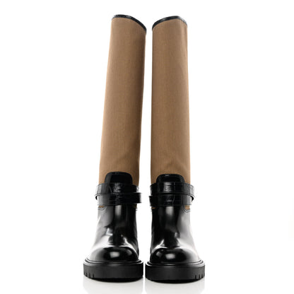 Louis Vuitton Canvas Calfskin Territory Flat High Ranger Boots 39 Khaki 4 of 14