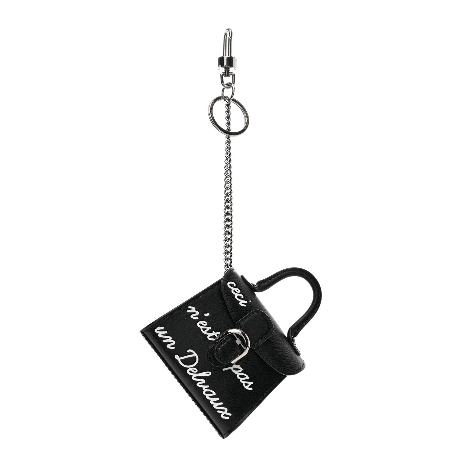 Delvaux Calfskin Mini L'Humour Brillant Bag Charm Black White 1 of 7