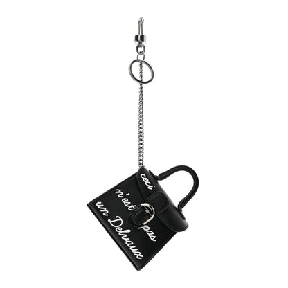 Delvaux Calfskin Mini L'Humour Brillant Bag Charm Black White 1 of 7
