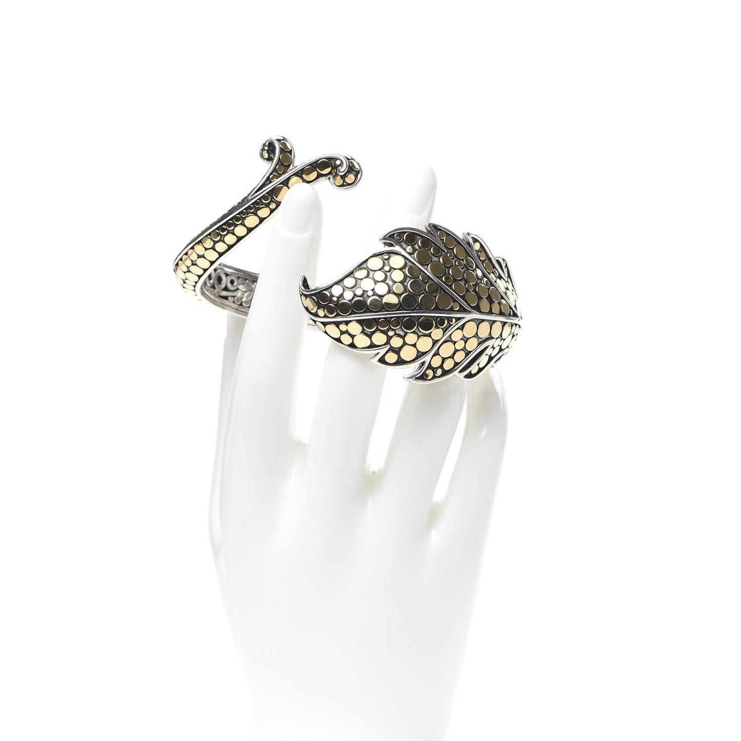 Sterling Silver 18K Yellow Gold Ayu Dot Leaf Cuff Bracelet