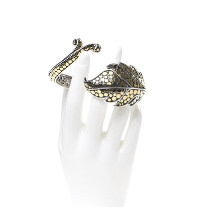 John Hardy Sterling Silver 18K Yellow Gold Ayu Dot Leaf Cuff Bracelet 2 of 6