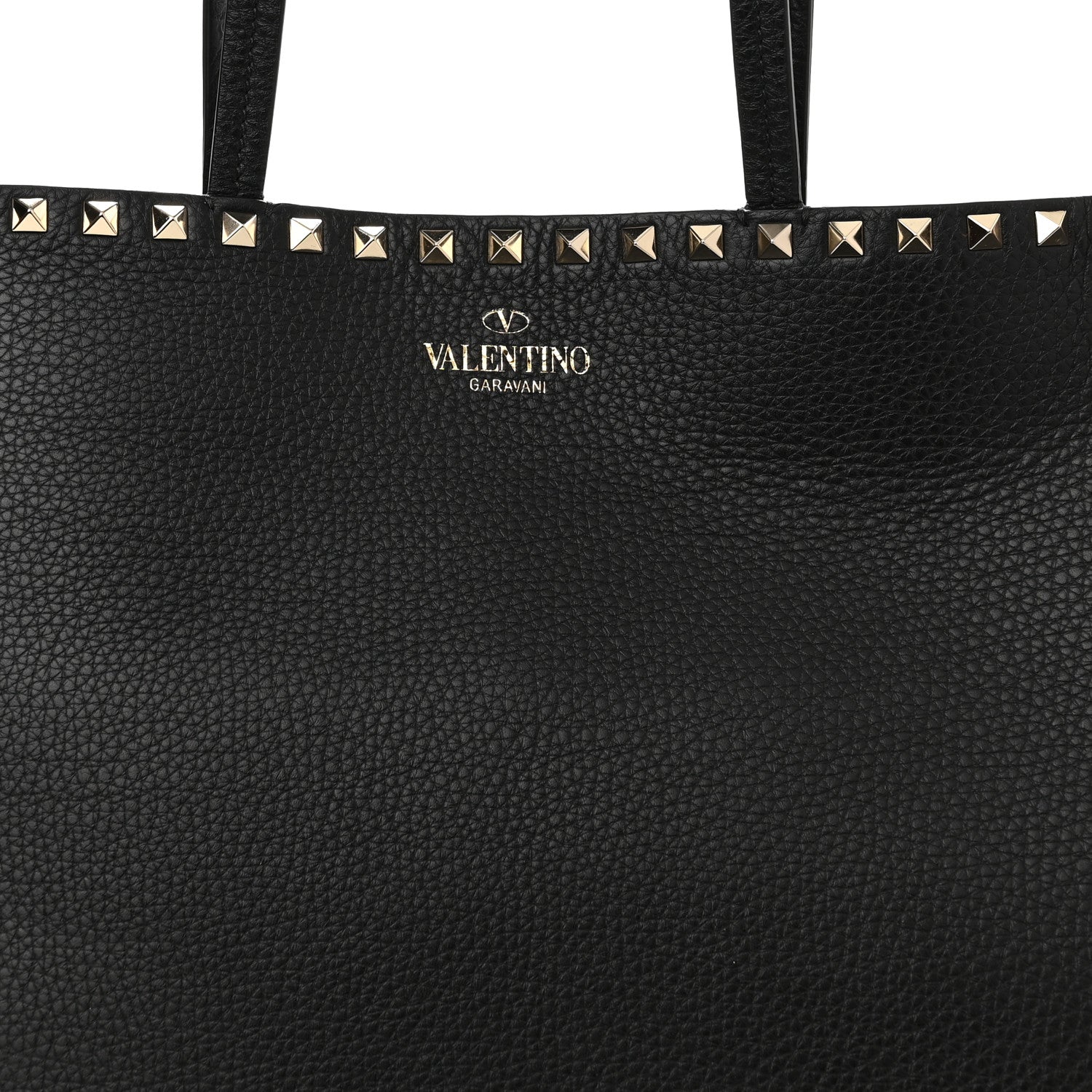 Valentino Garavani Grained Calfskin Rockstud Shoulder Tote Black 7 of 9