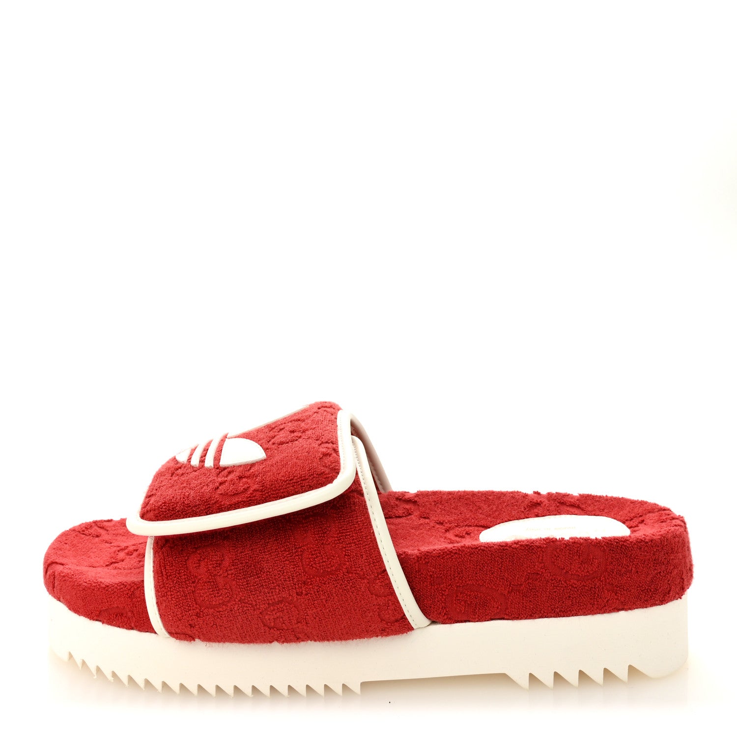Gucci X ADIDAS Terry Cloth GG Monogram Womens Platform Sandals 41 Maple Red Off White 1 of 8