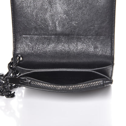 Saint Laurent Sheepskin Matelasse Monogram Rider Poncho Chain Snap Wallet Black 5 of 8