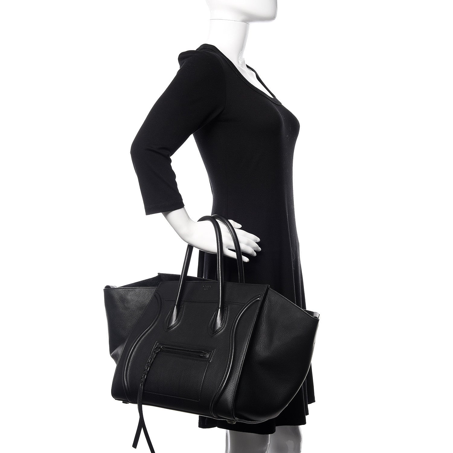 Celine Supple Calfskin Medium Phantom Luggage Black 2 of 13