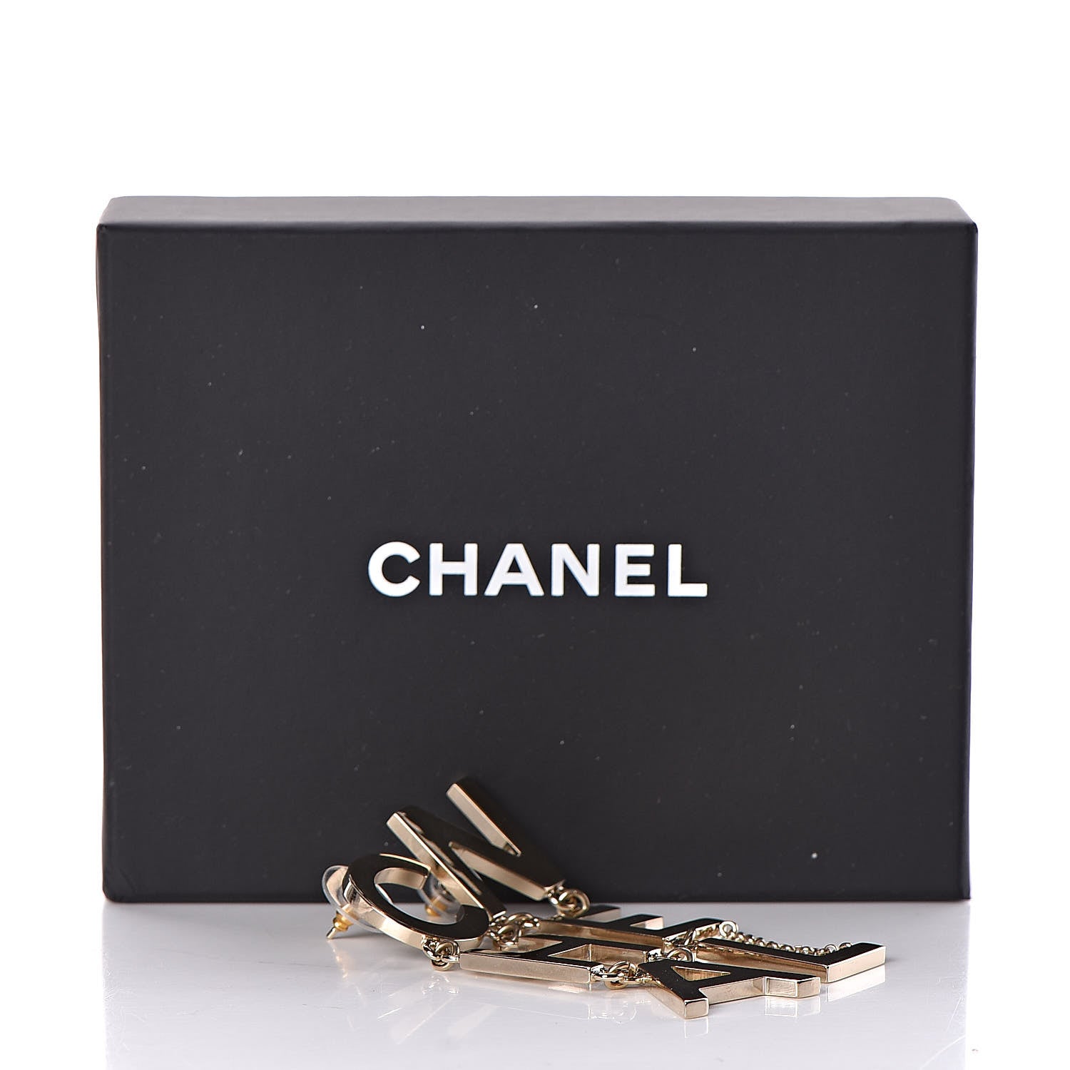 Chanel Metal Cha-Nel Logo Drop Earrings Gold 5 of 5