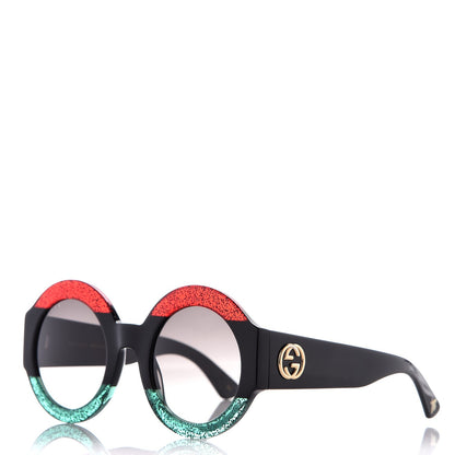 Gucci Acetate Round GG0084S Sunglasses Black Red Green 1 of 8