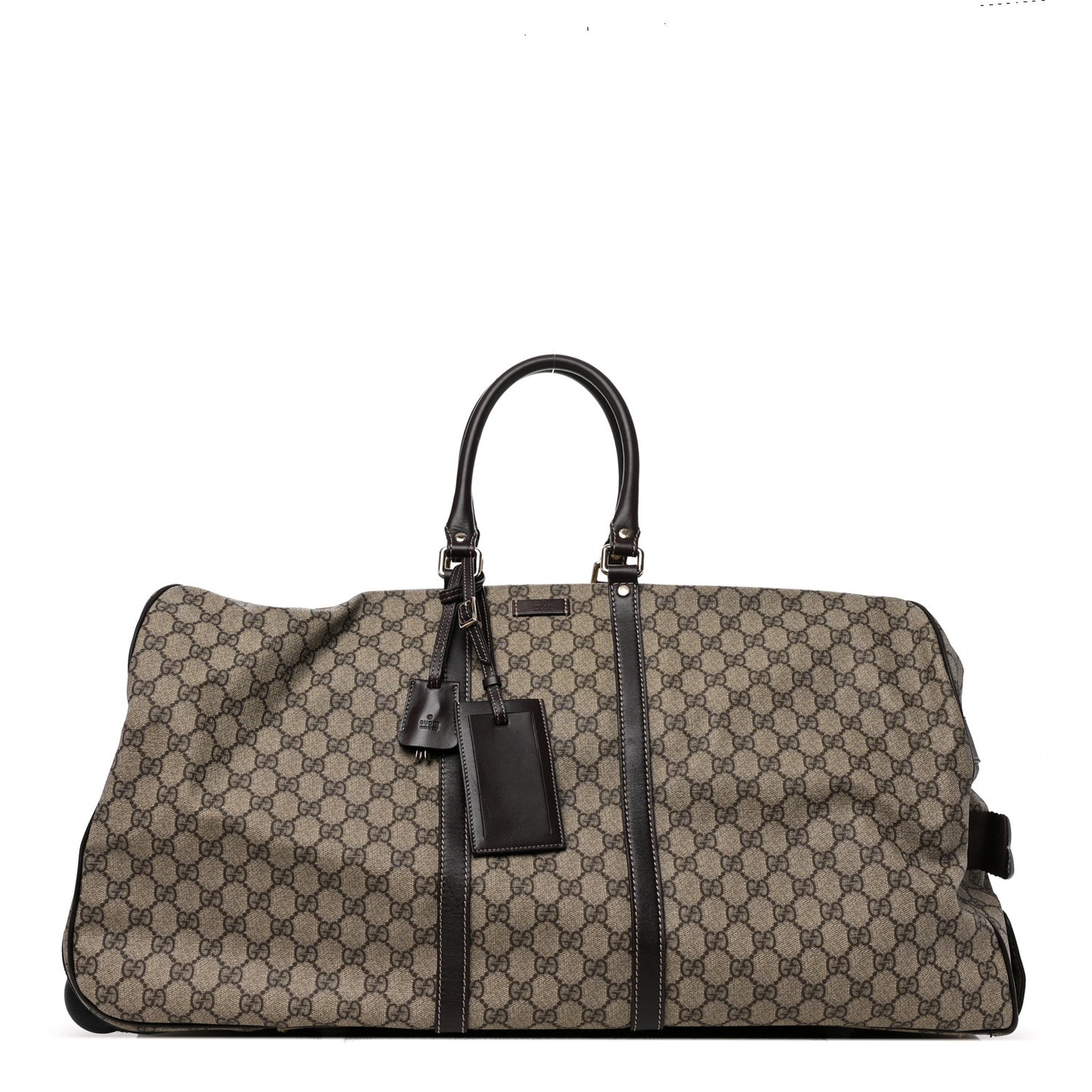 GG Plus Monogram Large Carry On Duffle Trolley Brown