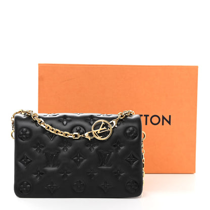 Louis Vuitton Lambskin Embossed Monogram Pochette Coussin Black 15 of 15