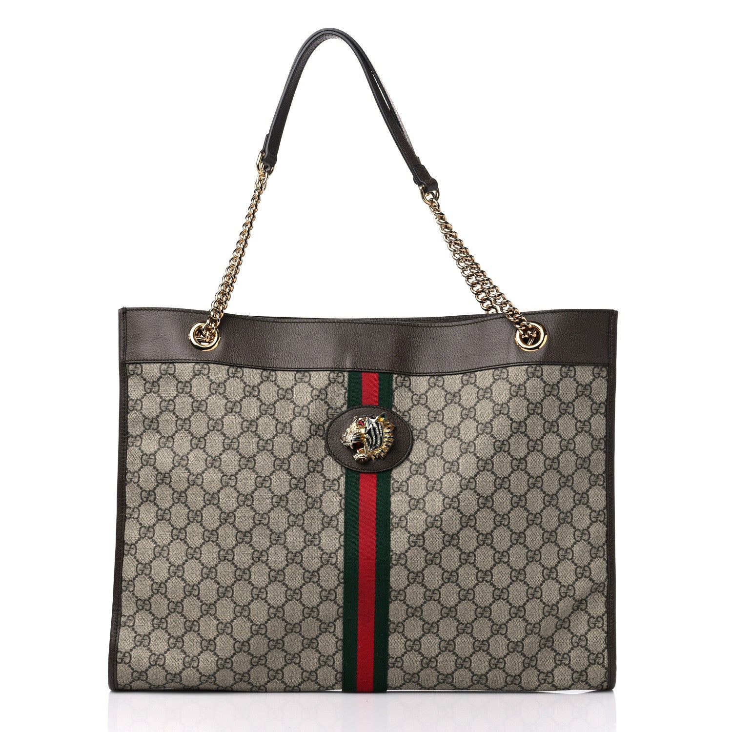 Gucci GG Supreme Monogram Large Rajah Chain Tote Beige New Acero 3 of 12
