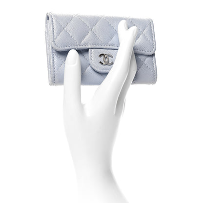 Chanel Caviar Quilted Flap Card Holder Wallet Light Blue 2 of 8