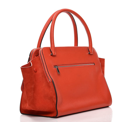 Celine Drummed Calfskin Suede Double Zip Trapeze Vermillion 3 of 7