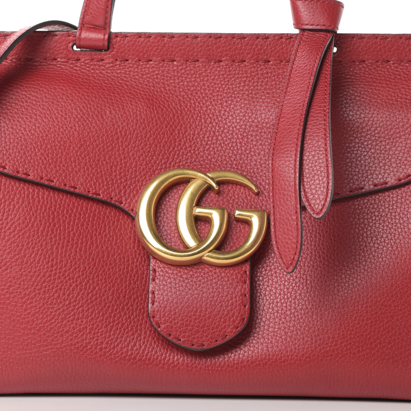 Calfskin Small GG Marmont Top Handle Bag Vulcanic Red
