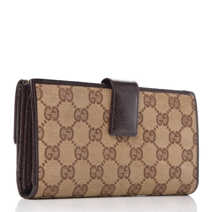 Gucci Monogram Metal Bar Continental Flap Wallet Beige Ebony Dark Brown 3 of 12