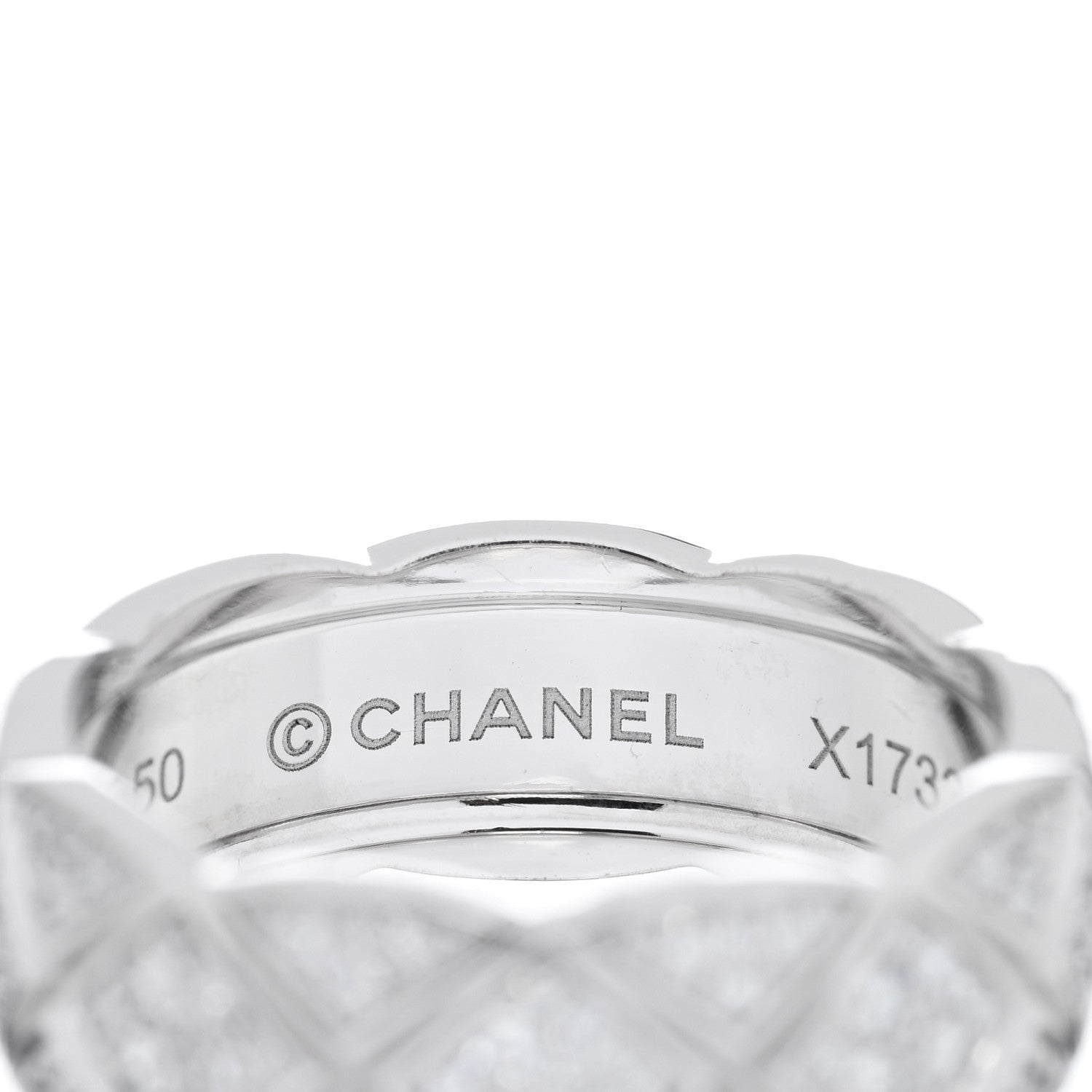 Chanel 18K White Gold Diamond Small Coco Crush Pave Ring 50 5.25 4 of 4