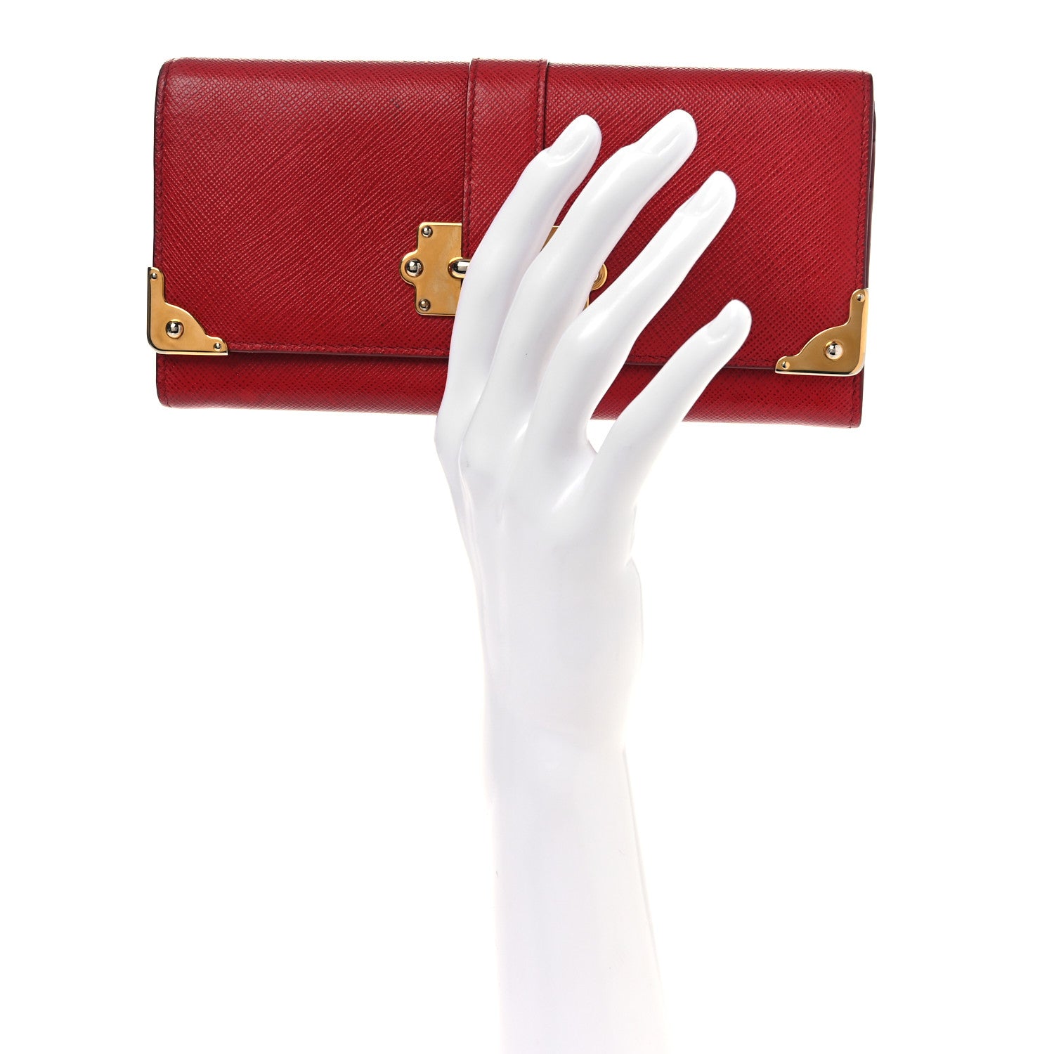 Prada Saffiano Cahier Continental Flap Travel Wallet Fuoco 2 of 12