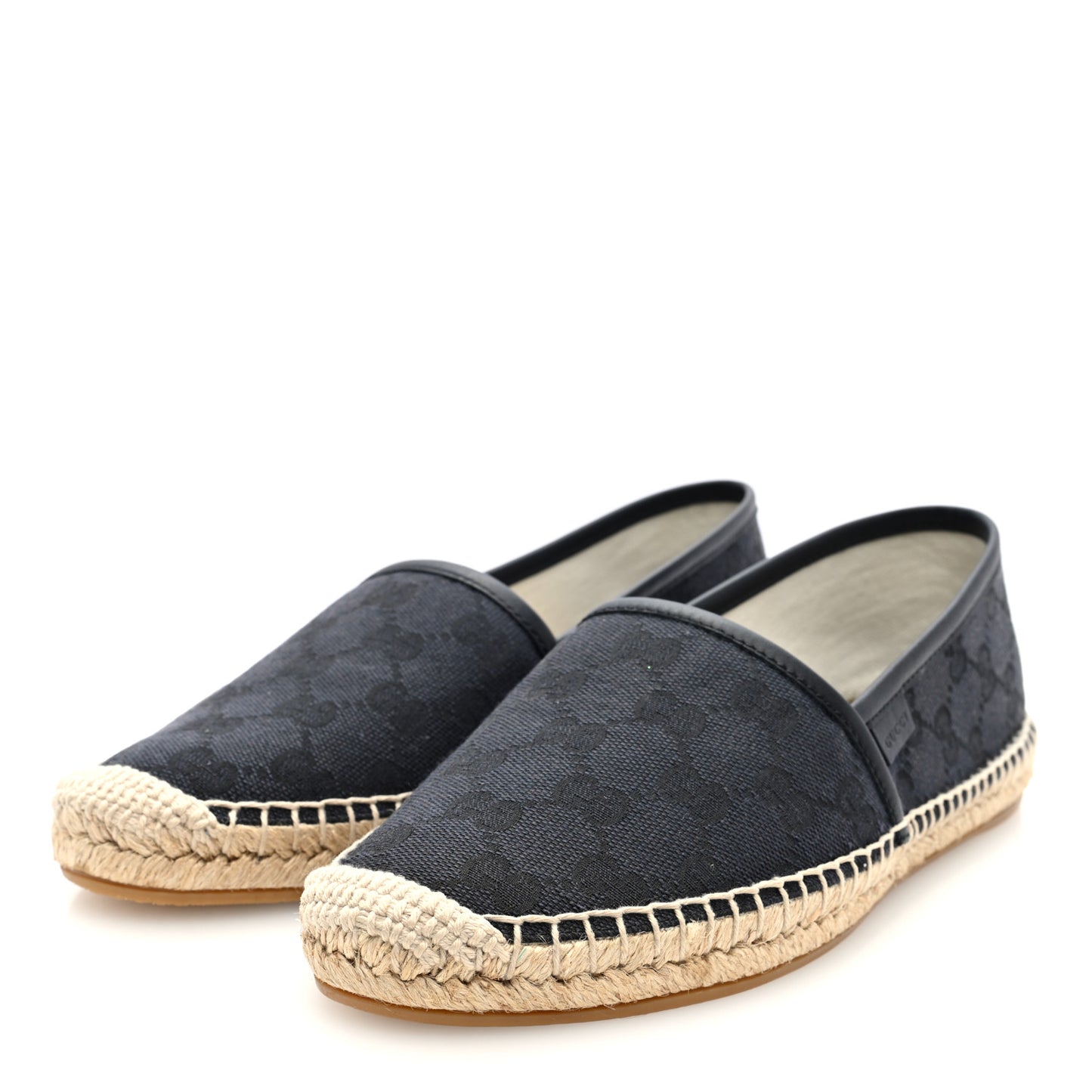 Washed Cotton Miro Soft Calfskin GG Monogram Espadrilles 37.5 Black