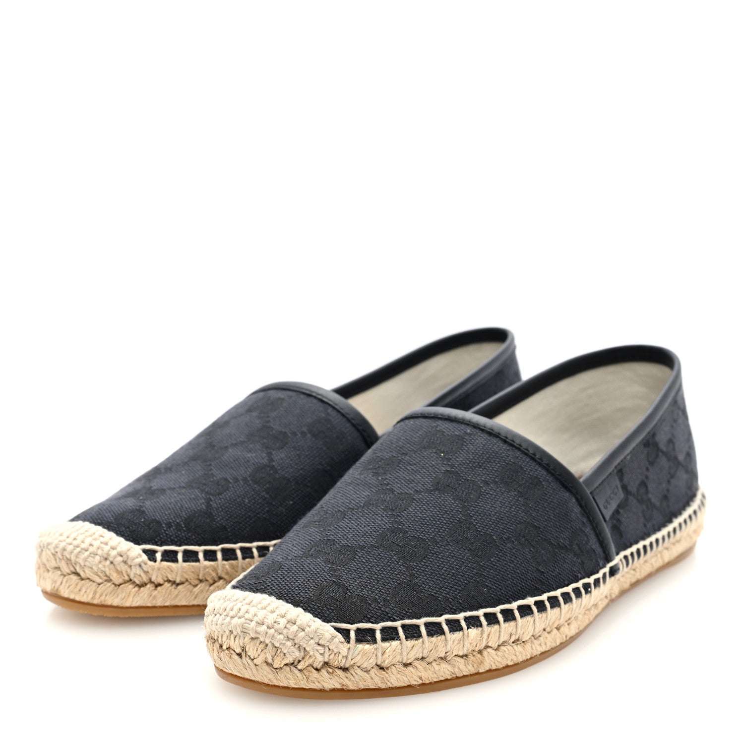 Gucci Washed Cotton Miro Soft Calfskin GG Monogram Espadrilles 37.5 Black 2 of 9