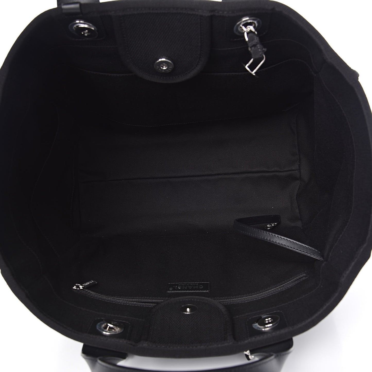 Canvas Beaded Medium Deauville Tote Black