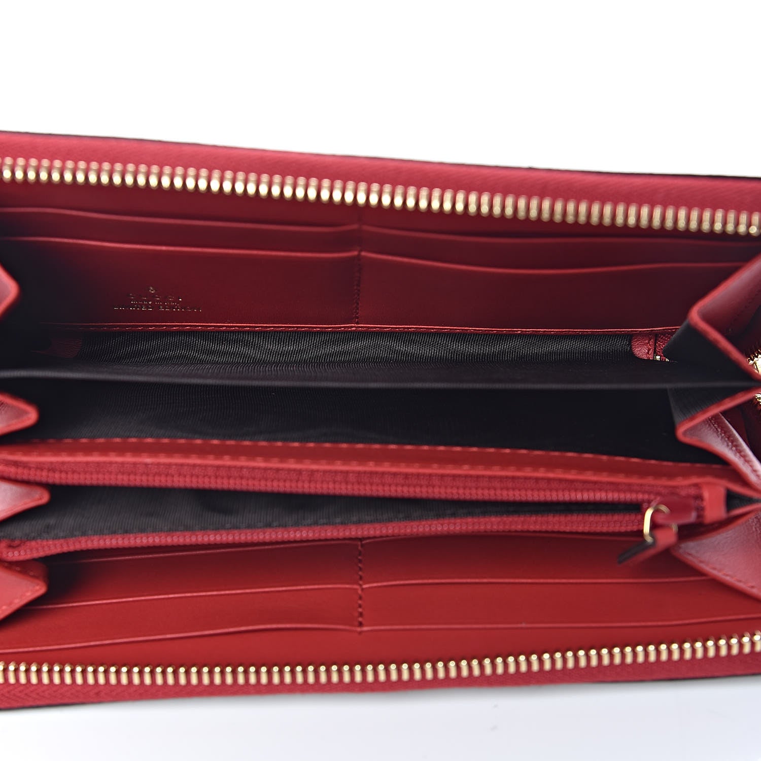 Gucci GG Supreme Monogram Kingsnake Heart Embroidered Zip Around Wallet Red 5 of 9