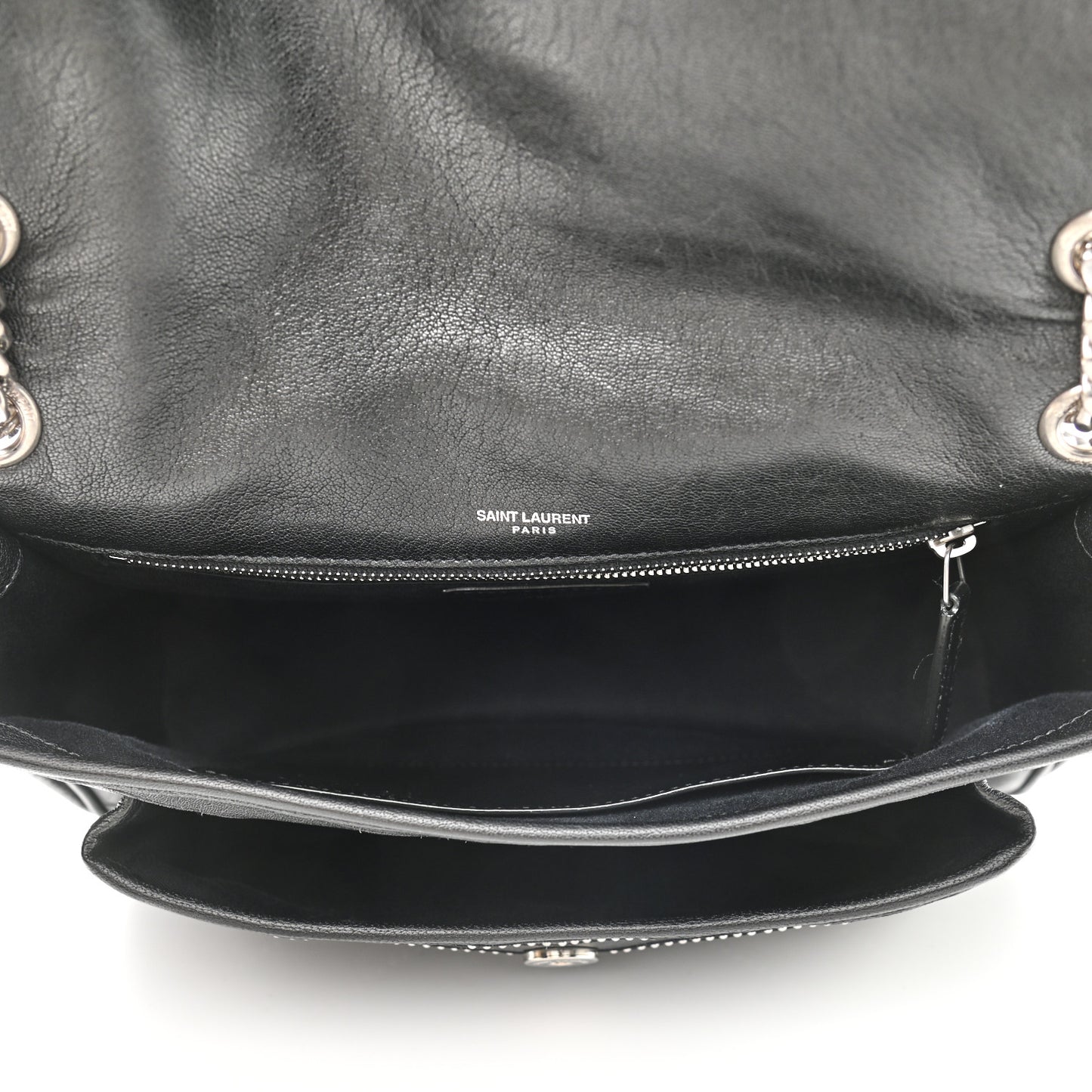 Calfskin Matelasse Monogram Microstud Medium Niki Chain Satchel Black