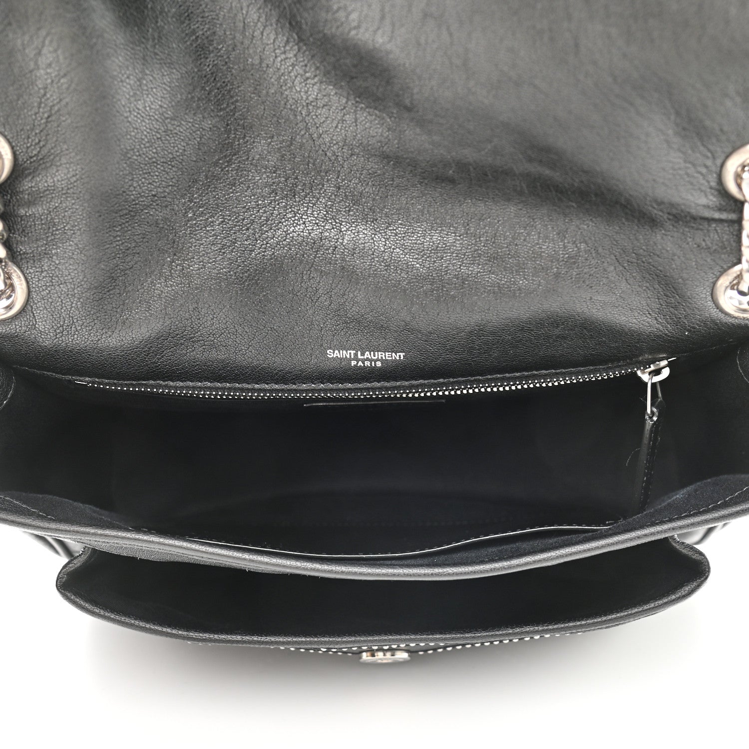 Saint Laurent Calfskin Matelasse Monogram Microstud Medium Niki Chain Satchel Black 5 of 11