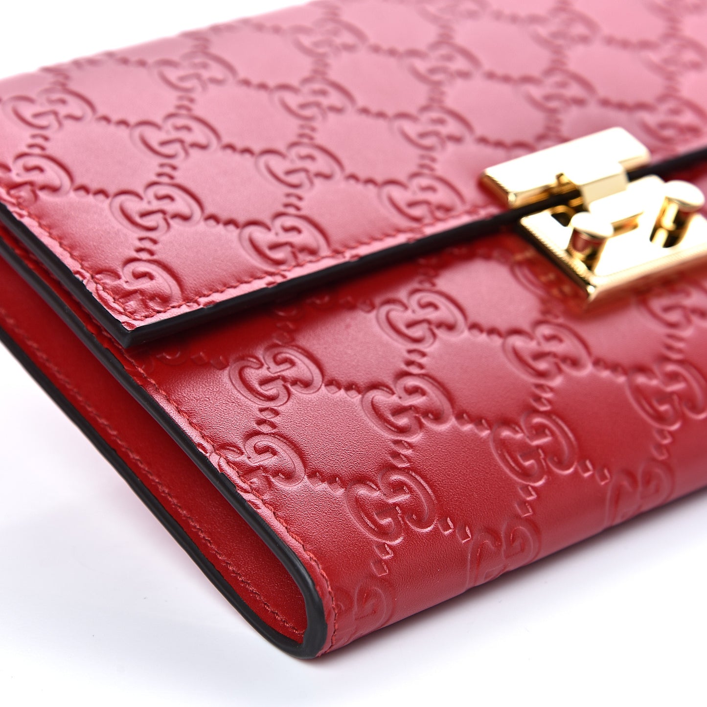 Guccissima Padlock Clutch Hibiscus Red